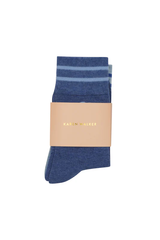 Karen Walker Runaway Girl Socks 2 Pack Blue/Light Blue