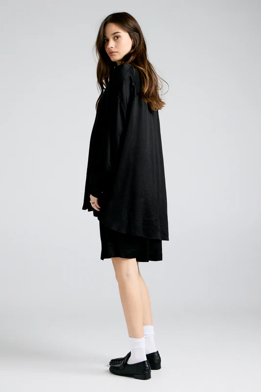 Karen Walker Oversized Walker Shirt Silk Viscose Black